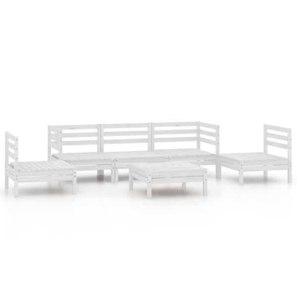 6-tlg. Garten-Lounge-Set Weiß Kiefer Massivholz