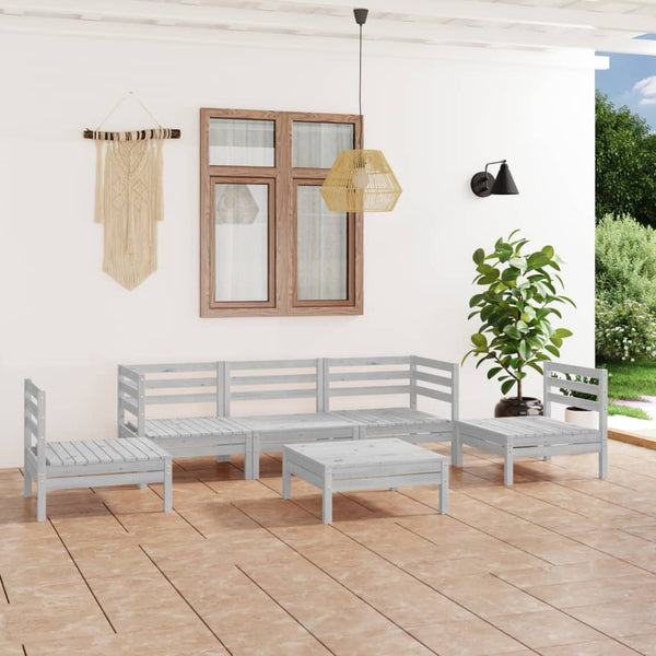 6-tlg. Garten-Lounge-Set Weiß Kiefer Massivholz