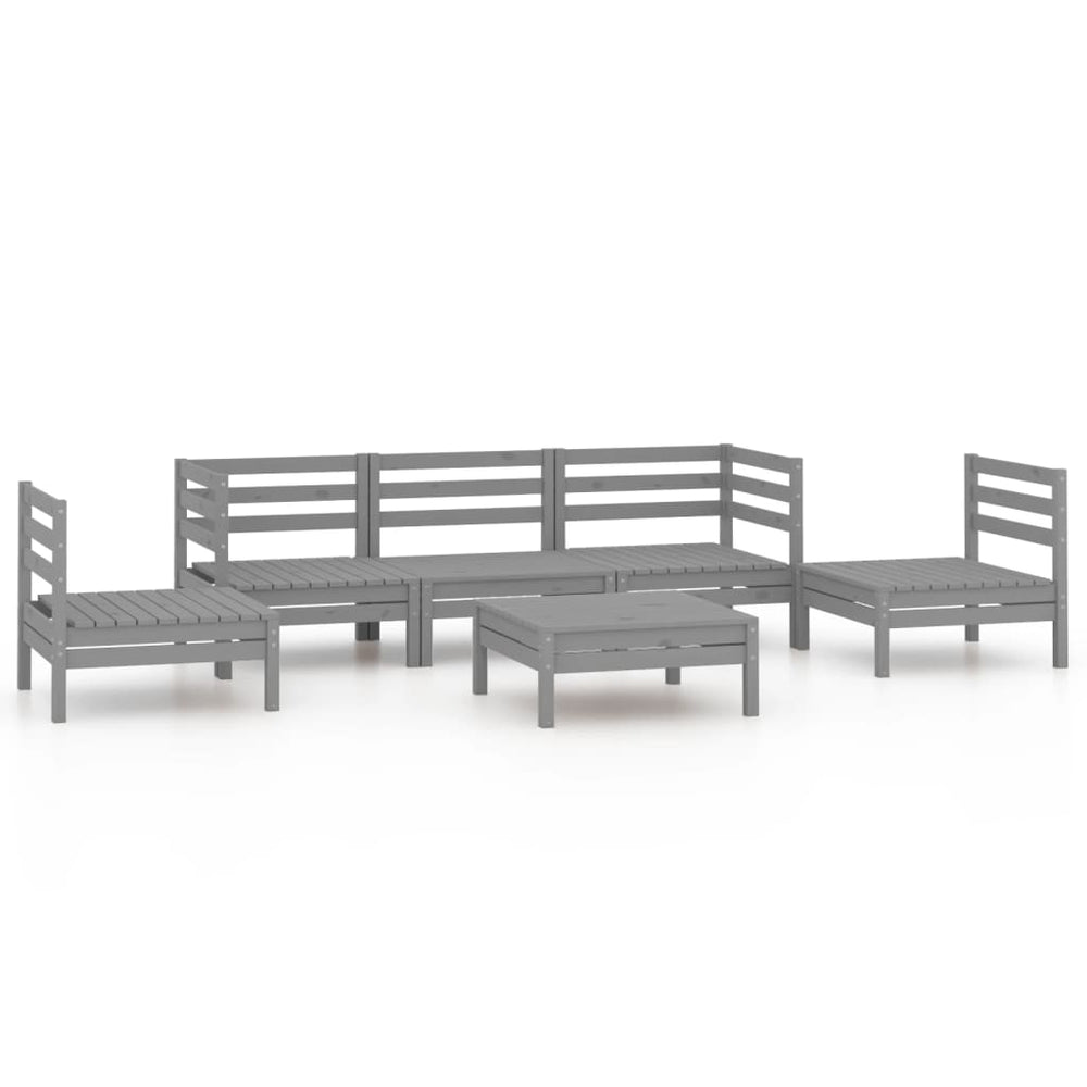 vidaXL 6-Piece Garden Lounge Set Grey Solid Pine Wood