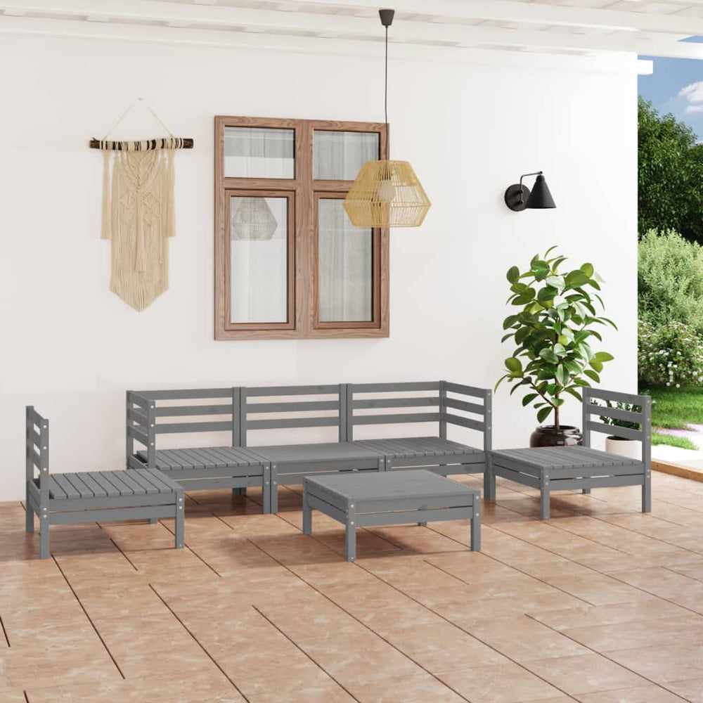 vidaXL 6-Piece Garden Lounge Set Grey Solid Pine Wood