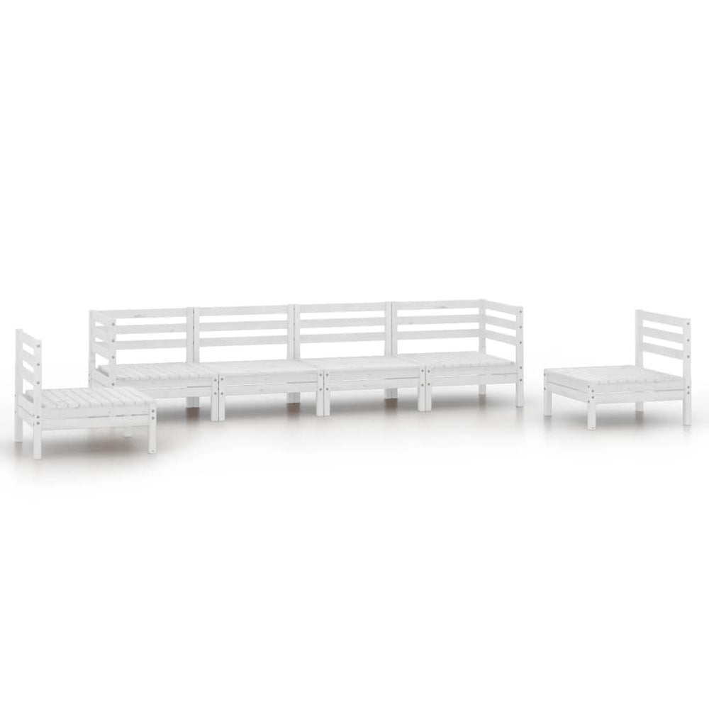 vidaXL 6-piece Outdoor Lounge Set White Solid Pine Wood