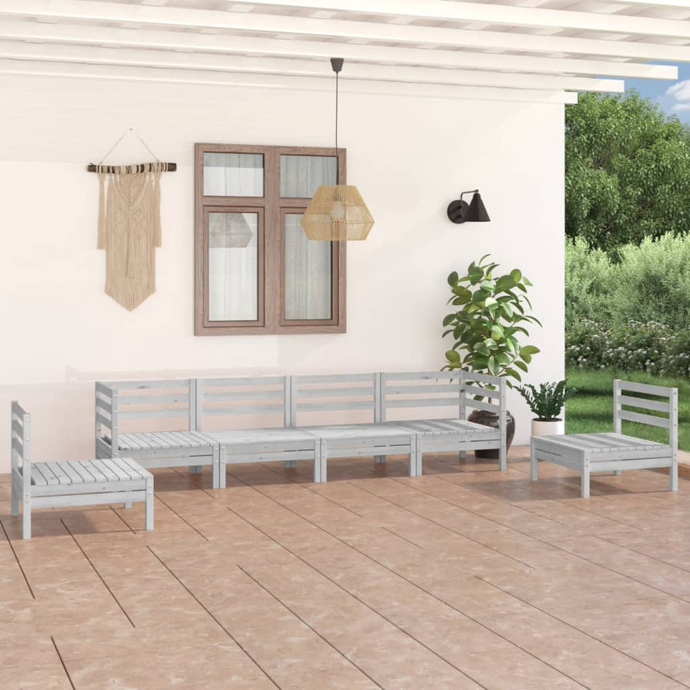 vidaXL 6-piece Outdoor Lounge Set White Solid Pine Wood