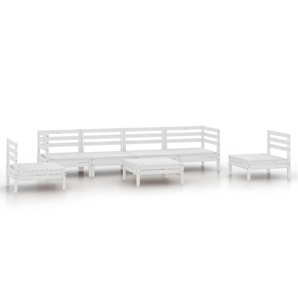 vidaXL 7-piece Garden Lounge Set White Solid Pine Wood