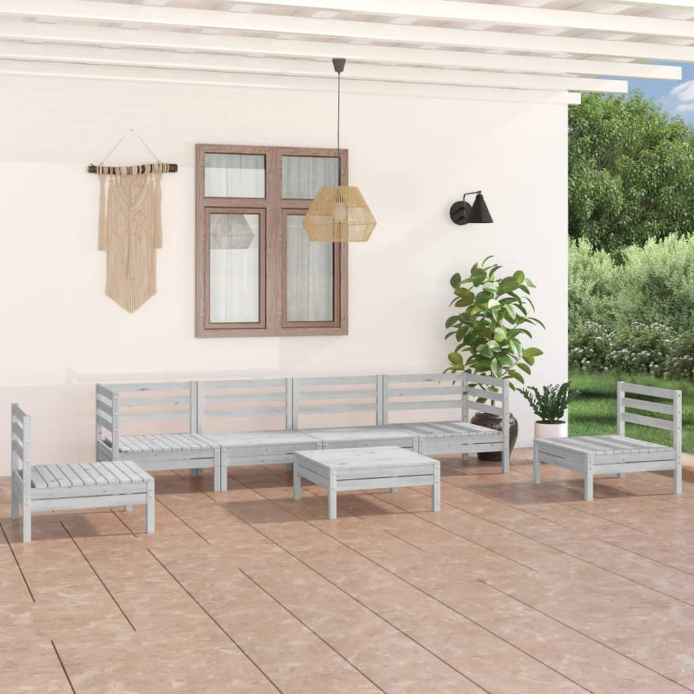 vidaXL 7-piece Garden Lounge Set White Solid Pine Wood