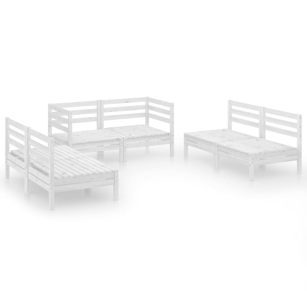 vidaXL 6-Piece Garden Lounge Set White Solid Pine Wood