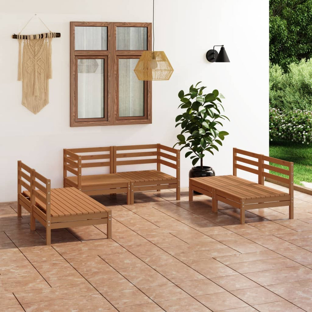 vidaXL 6-piece Garden Lounge Set Honey Brown Solid Pine Wood