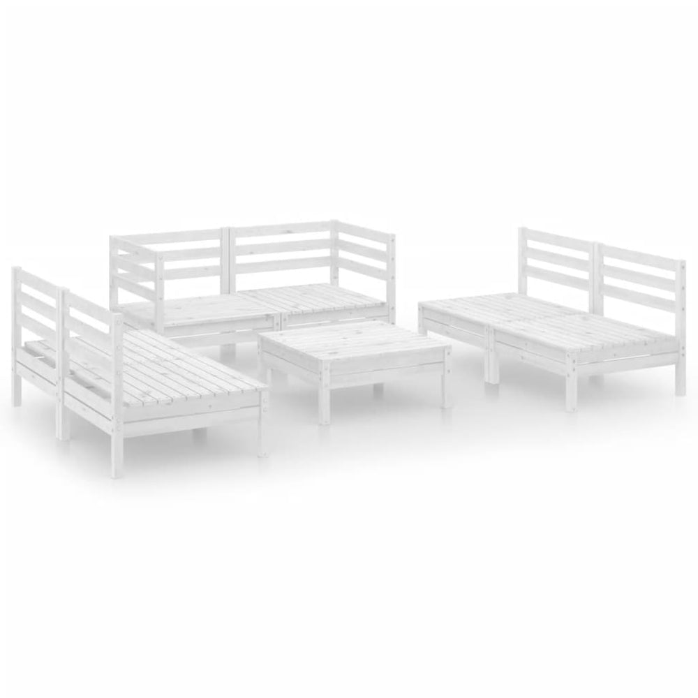 vidaXL 7-piece Garden Lounge Set White Solid Pine Wood
