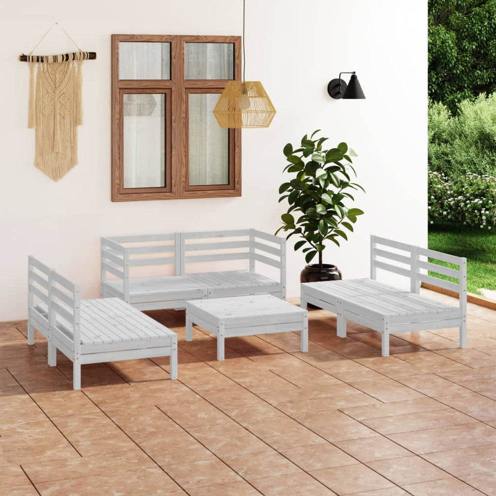 vidaXL 7-piece Garden Lounge Set White Solid Pine Wood