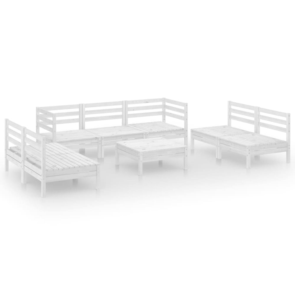 vidaXL 8-piece Garden Lounge Set White Solid Pine Wood