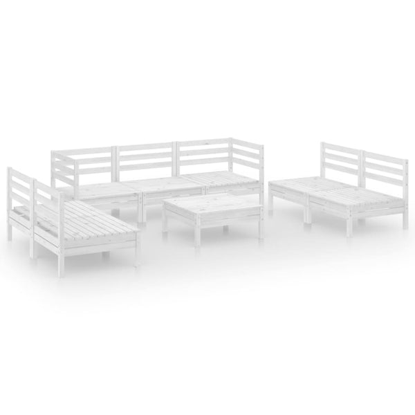 8-tlg. Garten-Lounge-Set Weiß Massivholz Kiefer