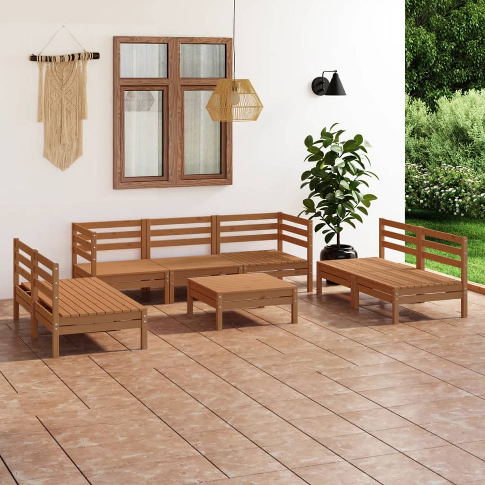 vidaXL 8-Piece Garden Lounge Set Honey Brown Solid Pine Wood