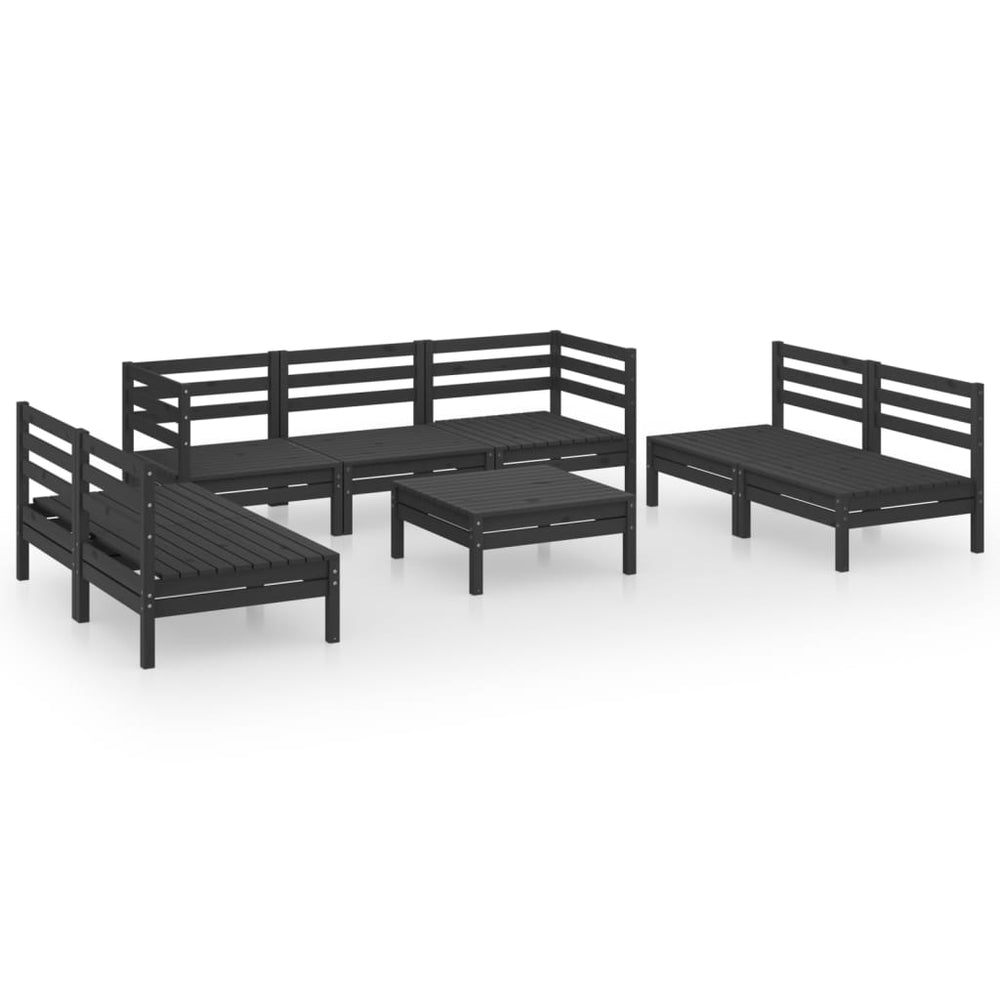 vidaXL 8-piece Garden Lounge Set Black Solid Pine Wood