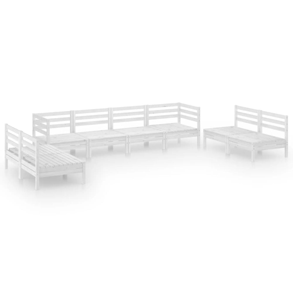 vidaXL 8-piece Garden Lounge Set White Solid Pine Wood