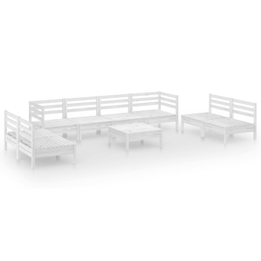 vidaXL 9-piece Garden Lounge Set White Solid Pine Wood