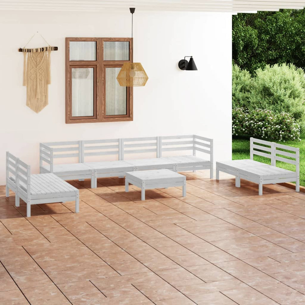 vidaXL 9-piece Garden Lounge Set White Solid Pine Wood