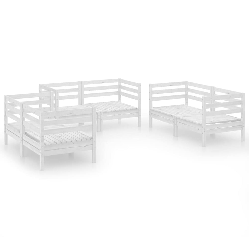 vidaXL 6-Piece Garden Lounge Set White Solid Pine Wood