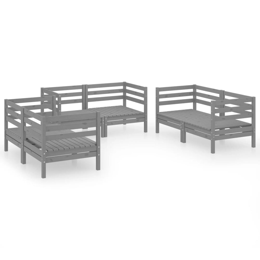 vidaXL 6-Piece Garden Lounge Set Grey Solid Pine Wood