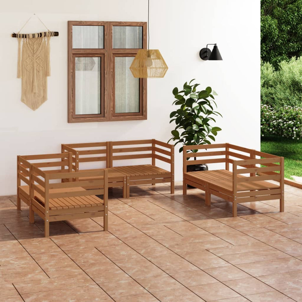 vidaXL 6-piece Garden Lounge Set Honey Brown Solid Pine Wood