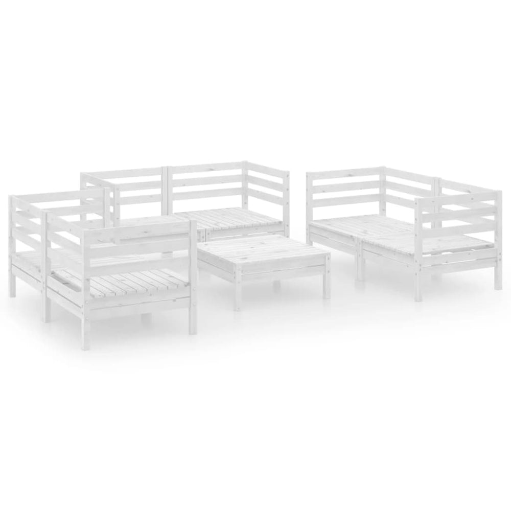 vidaXL 7-piece Garden Lounge Set White Solid Pine Wood