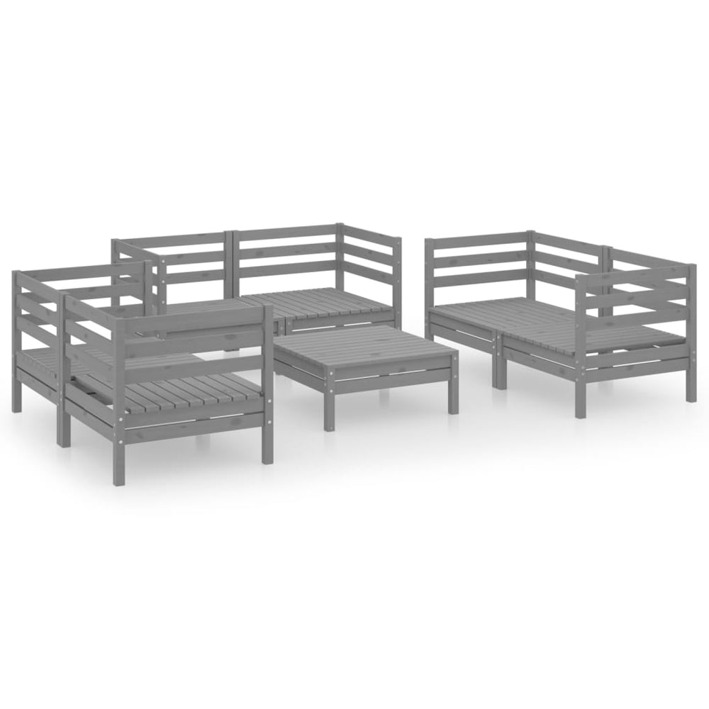 vidaXL 7-Piece Garden Lounge Set Grey Solid Pine Wood