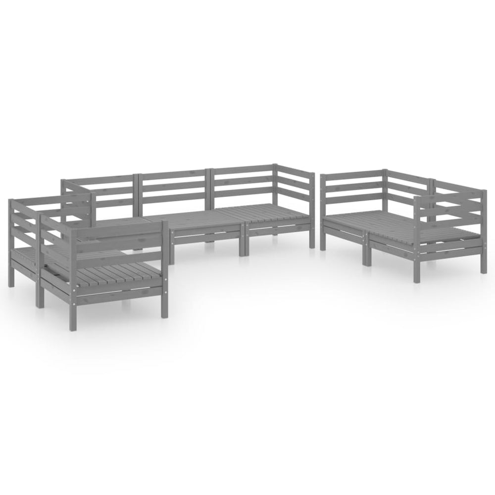 vidaXL 7-Piece Garden Lounge Set Grey Solid Pine Wood