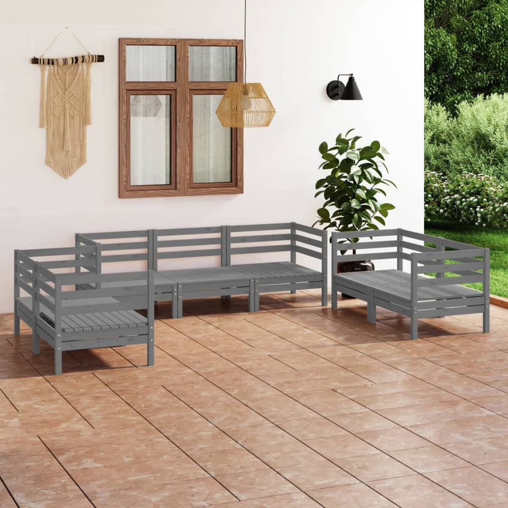 vidaXL 7-Piece Garden Lounge Set Grey Solid Pine Wood