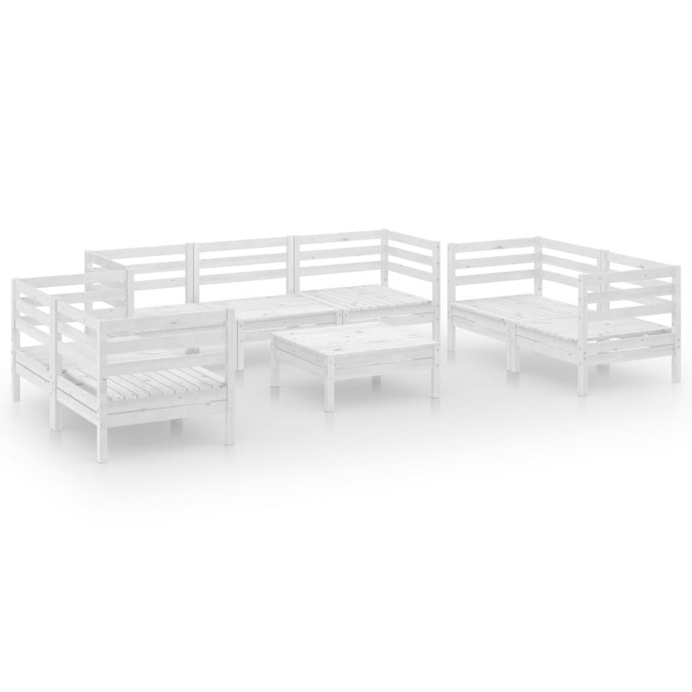 vidaXL 8-piece Garden Lounge Set White Solid Pine Wood
