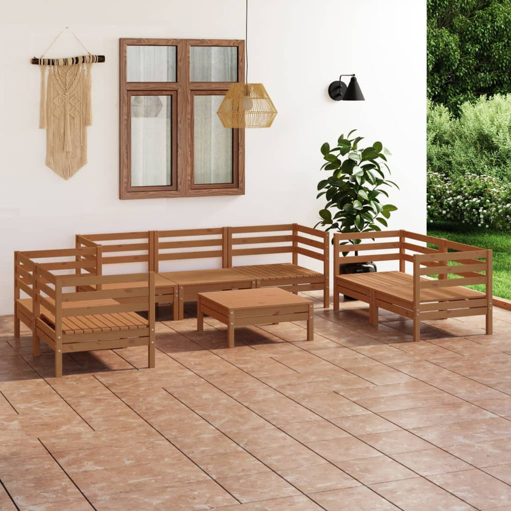 vidaXL 8-Piece Garden Lounge Set Honey Brown Solid Pine Wood