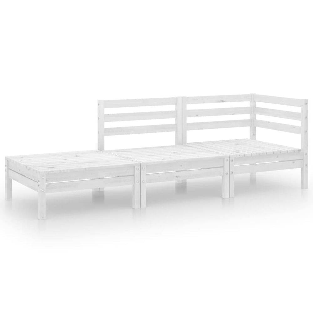 vidaXL 3-Piece Garden Lounge Set White Solid Pine Wood