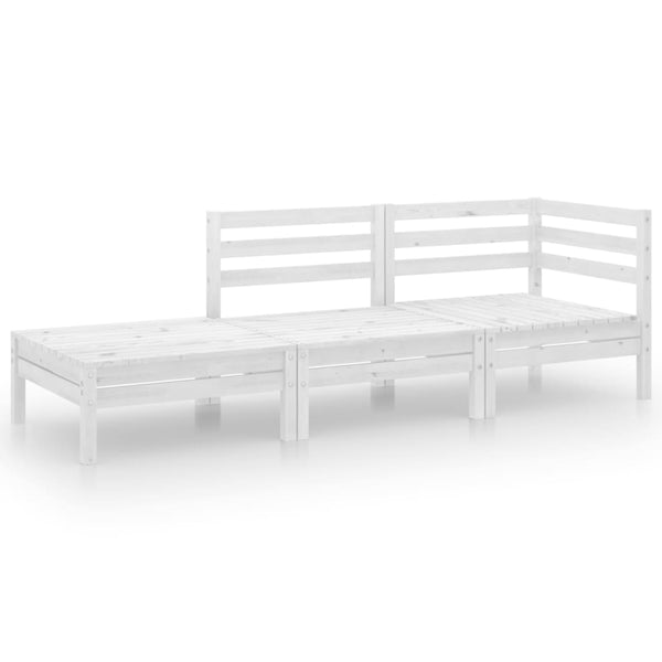 3-tlg. Garten-Lounge-Set Weiß Massivholz Kiefer