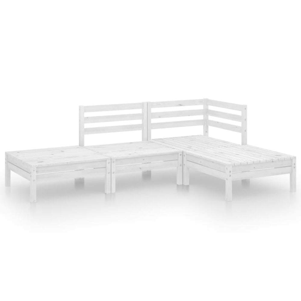 vidaXL 4-piece Garden Lounge Set White Solid Pine Wood