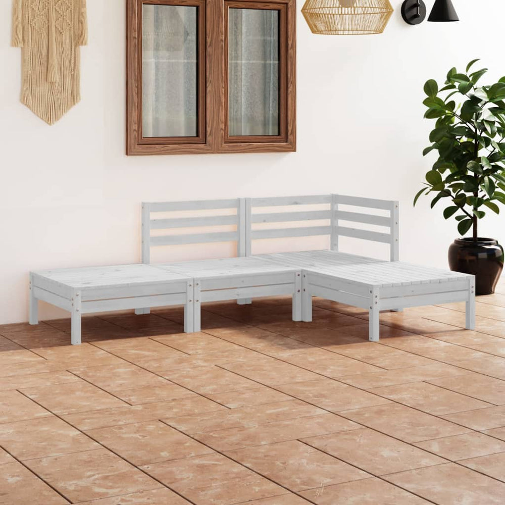 vidaXL 4-piece Garden Lounge Set White Solid Pine Wood