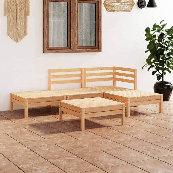5-tlg. Garten-Lounge-Set Massivholz Kiefer