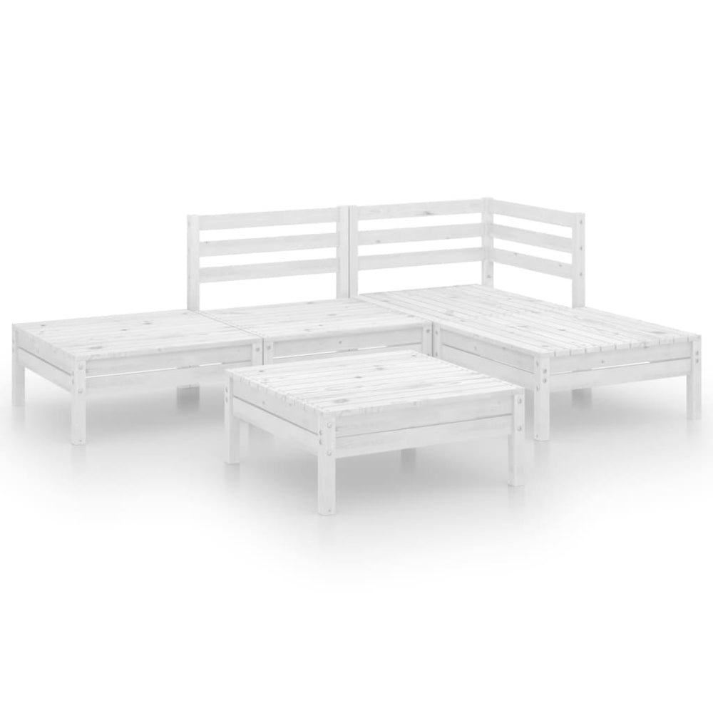 vidaXL 5-piece Garden Lounge Set Solid Pine Wood White
