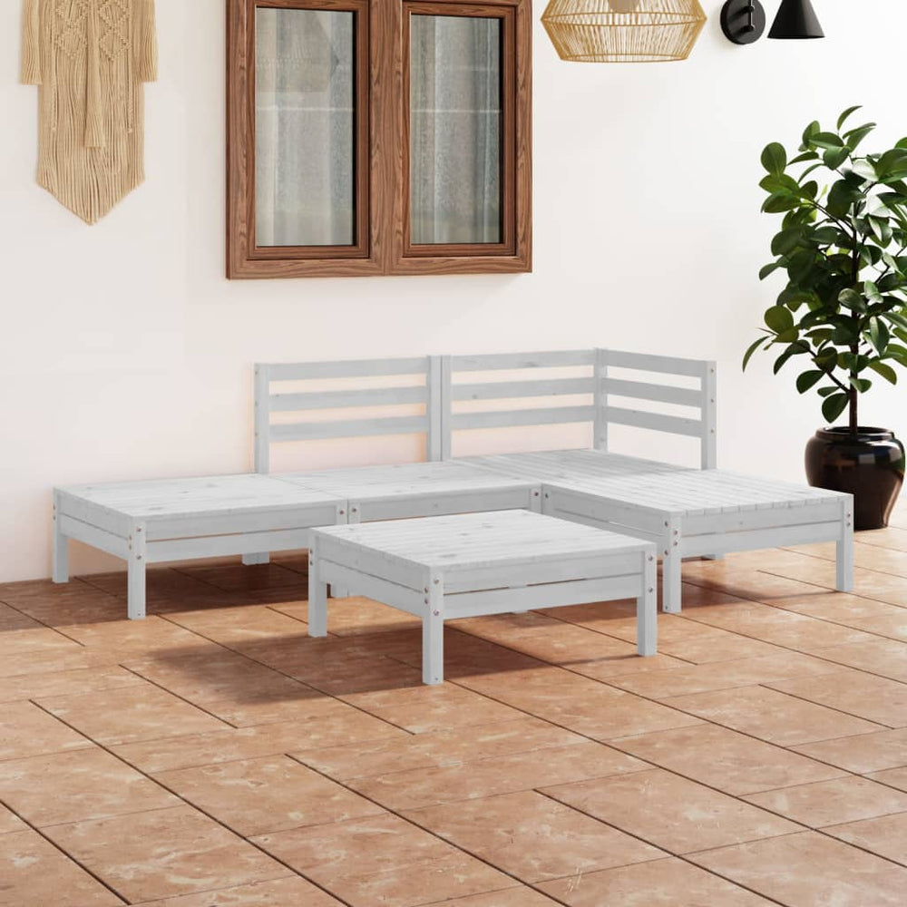 vidaXL 5-piece Garden Lounge Set Solid Pine Wood White