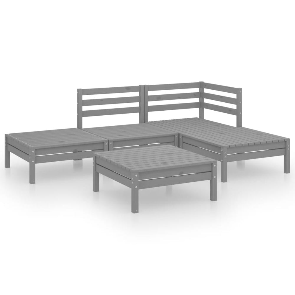 vidaXL 5-piece Garden Lounge Set Solid Pine Wood Grey