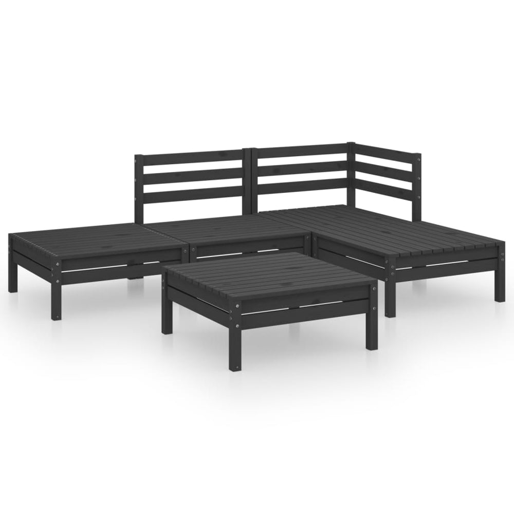vidaXL 5-piece Garden Lounge Set Solid Pine Wood Black