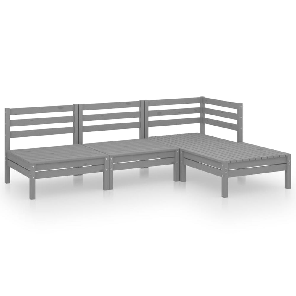 vidaXL 4-piece Solid Pinewood Garden Lounge Set Grey