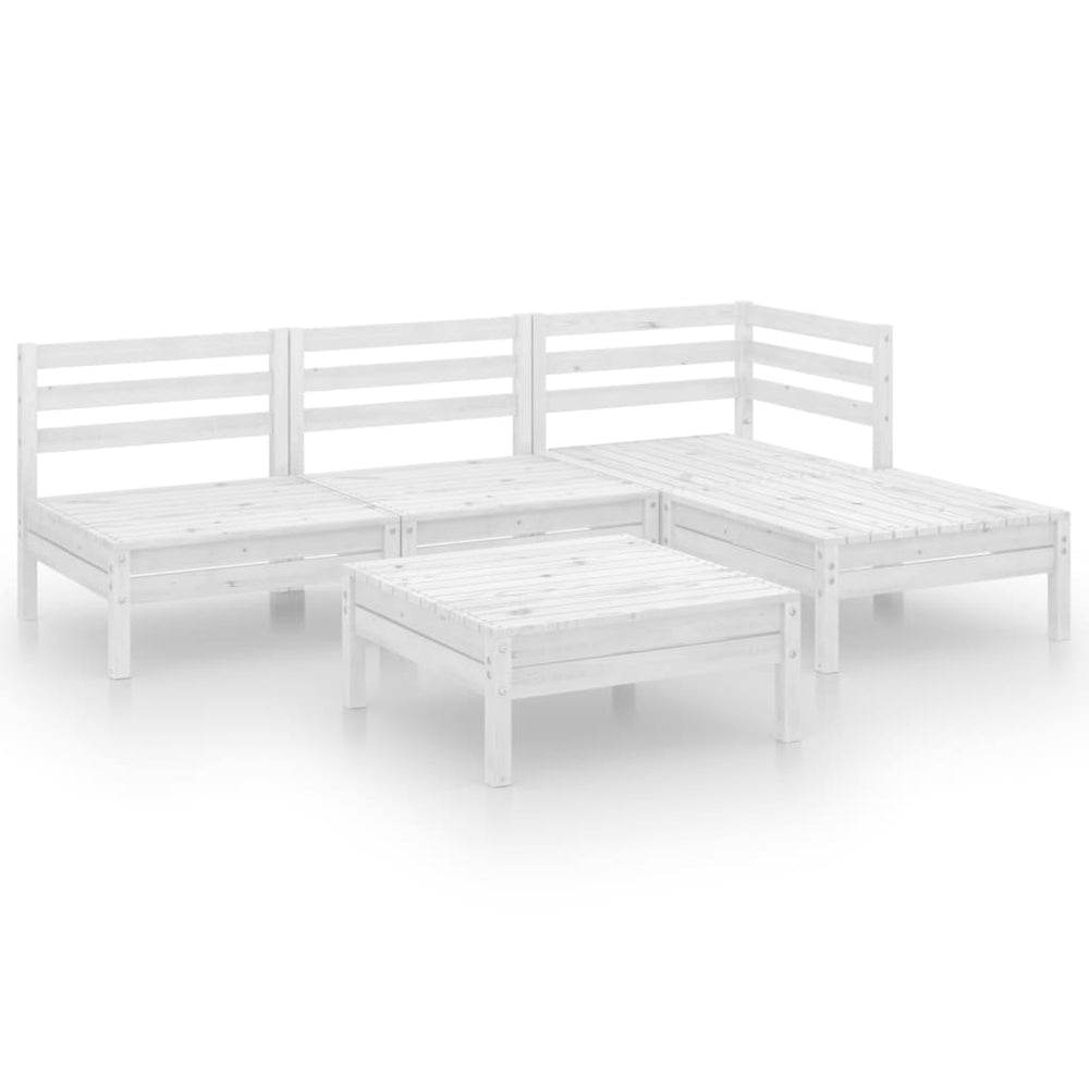vidaXL 5-piece Garden Lounge Set Solid Pine Wood White