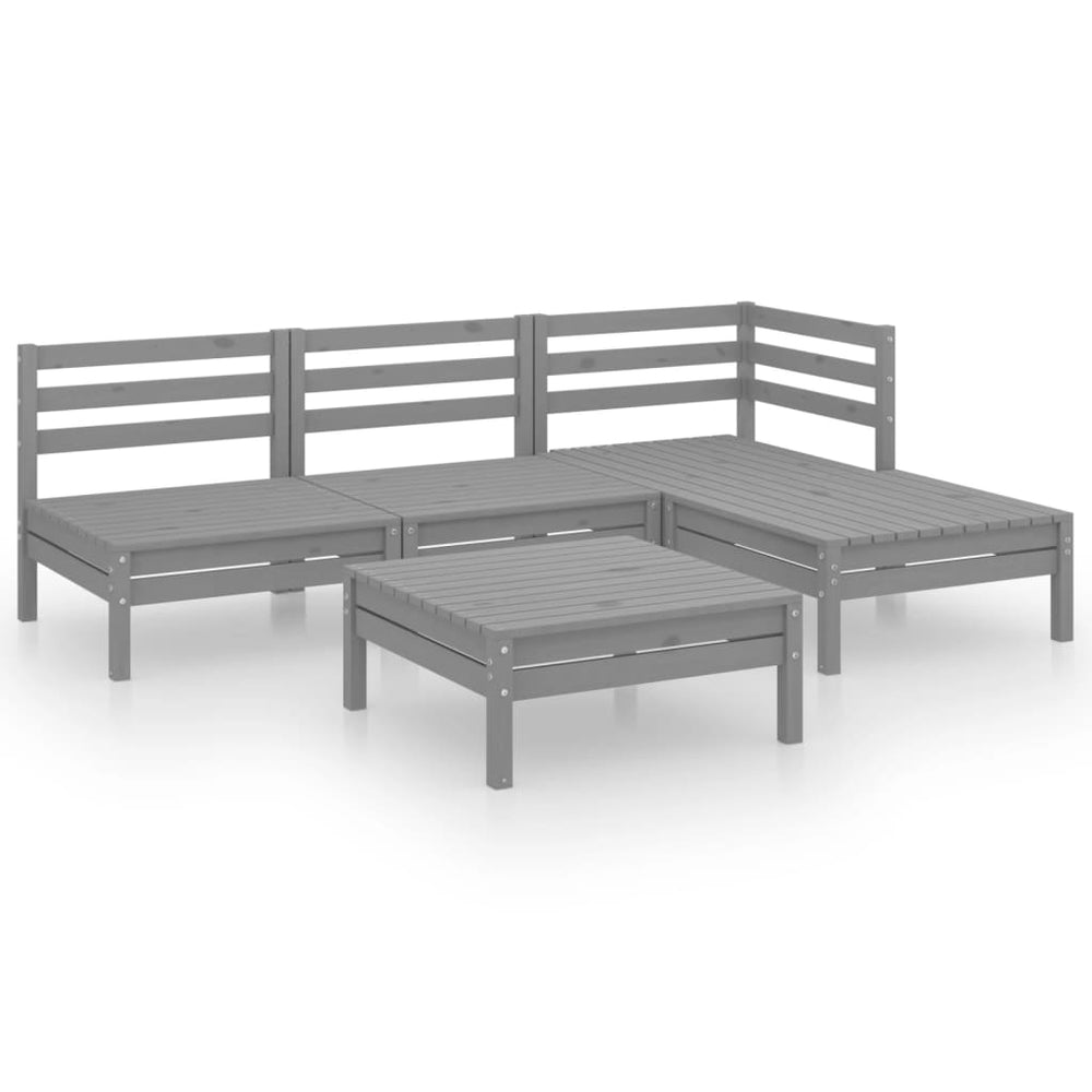 vidaXL 5-piece Garden Lounge Set Solid Pine Wood Grey