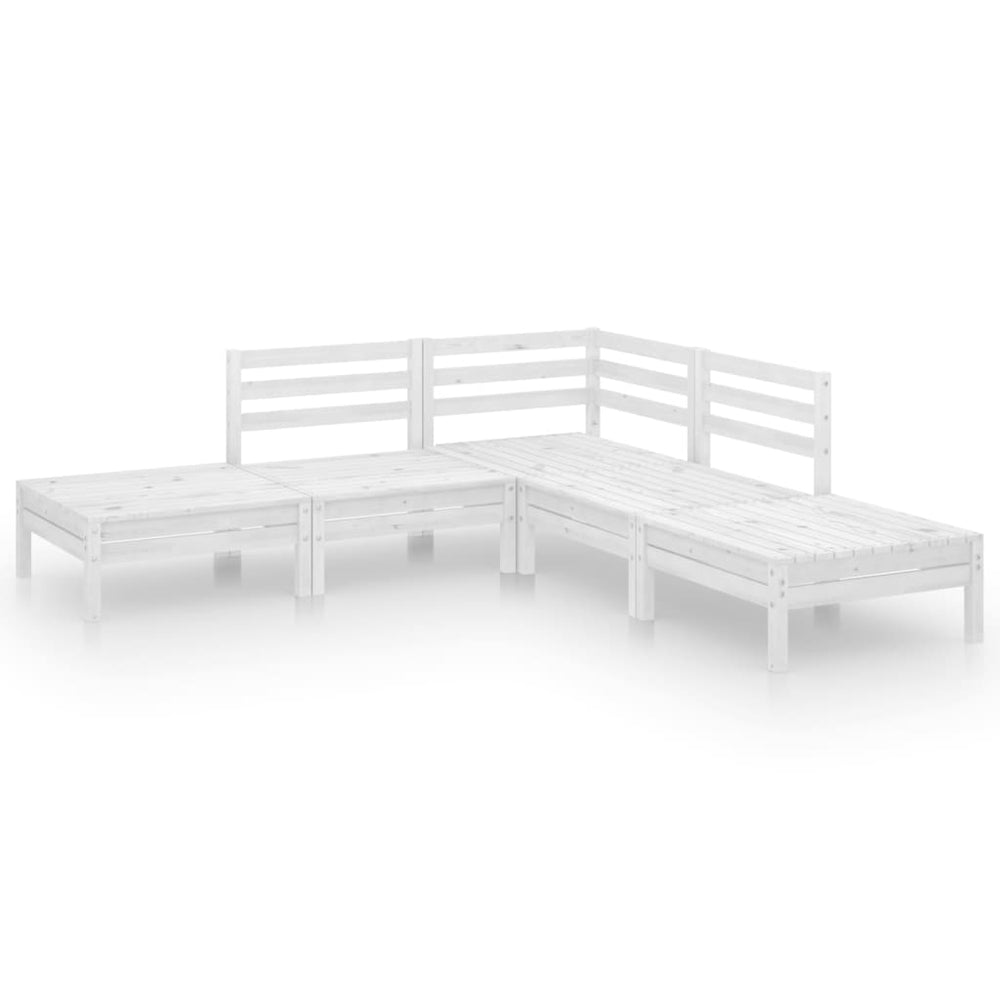 vidaXL 5-piece Garden Lounge Set Solid Pine Wood White