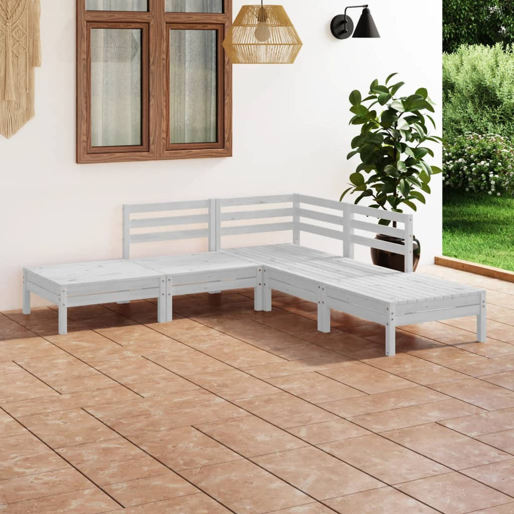 vidaXL 5-piece Garden Lounge Set Solid Pine Wood White