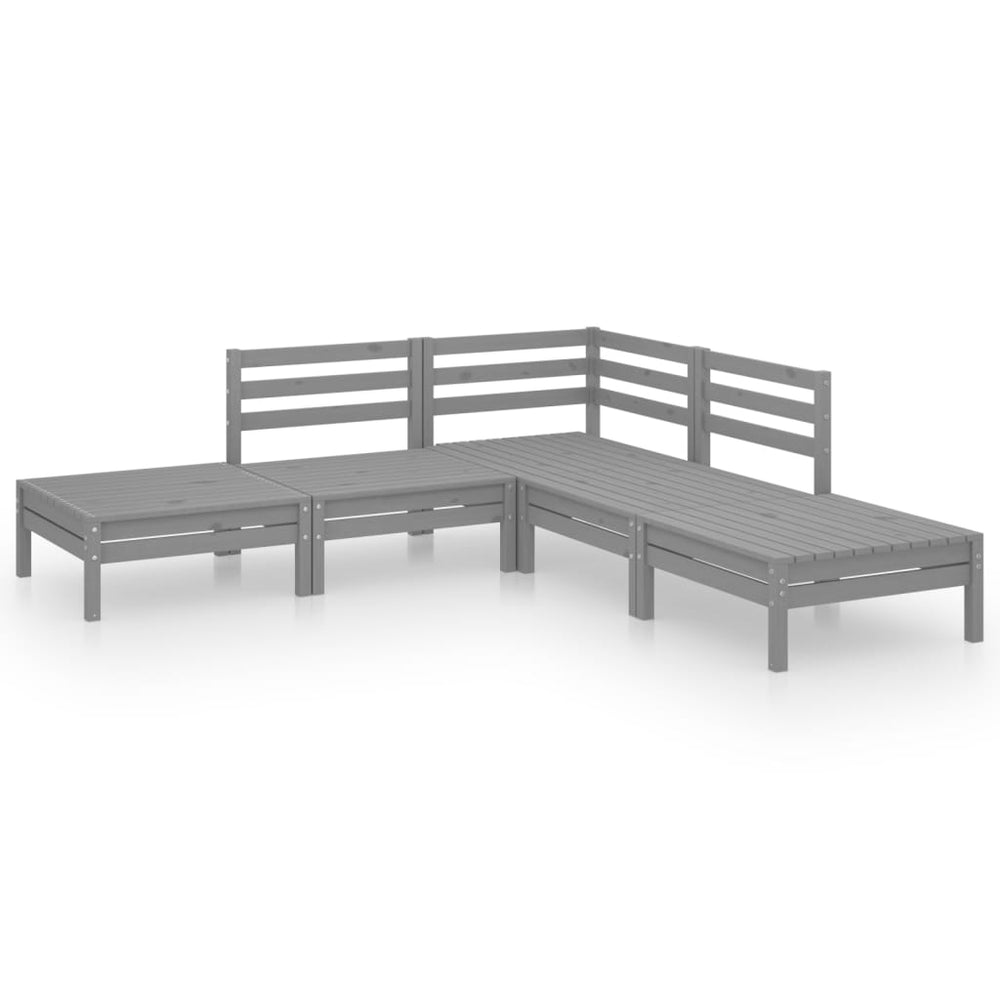 vidaXL 5-piece Garden Lounge Set Solid Pine Wood Grey