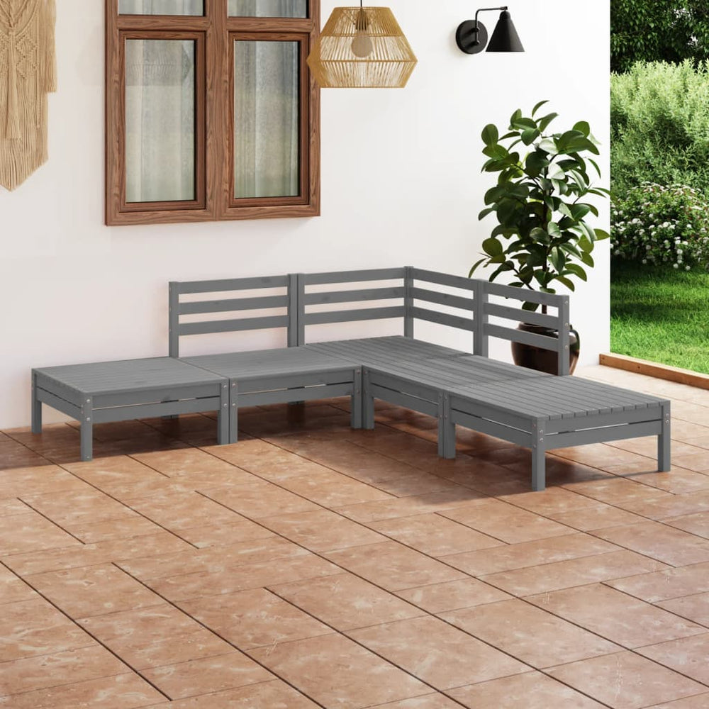 vidaXL 5-piece Garden Lounge Set Solid Pine Wood Grey
