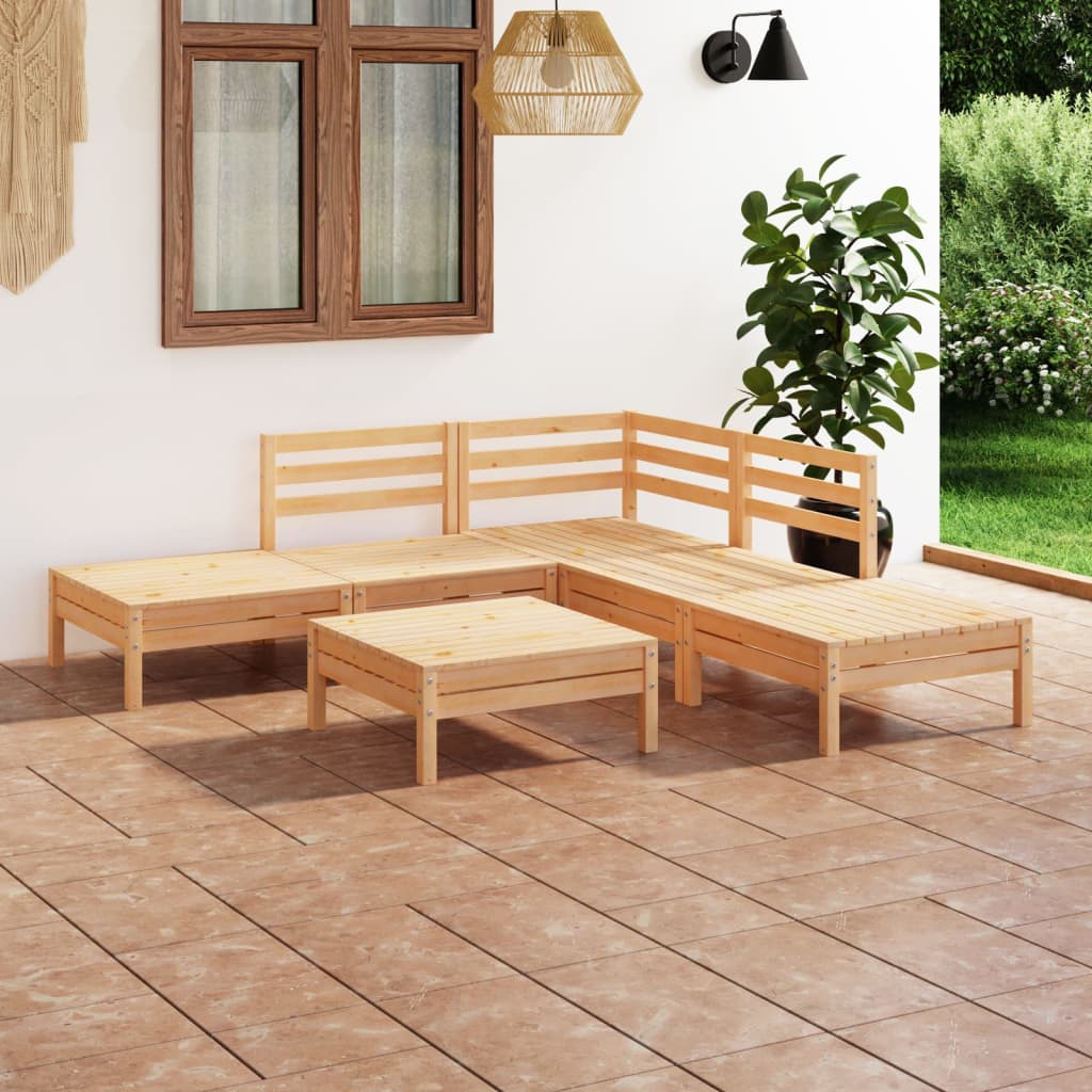 6-tlg. Garten-Lounge-Set Massivholz Kiefer