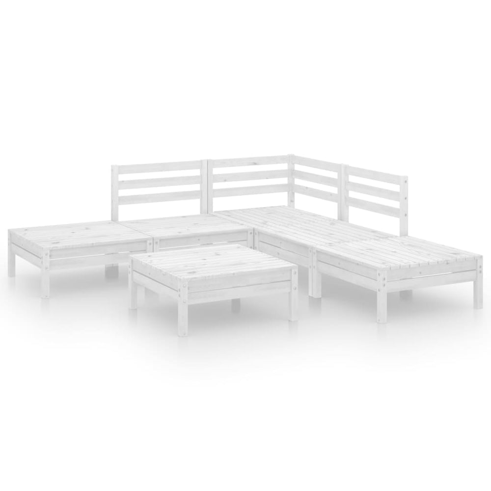 vidaXL 6-Piece Garden Lounge Set Solid Pine Wood White