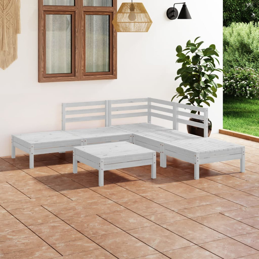 vidaXL 6-Piece Garden Lounge Set Solid Pine Wood White