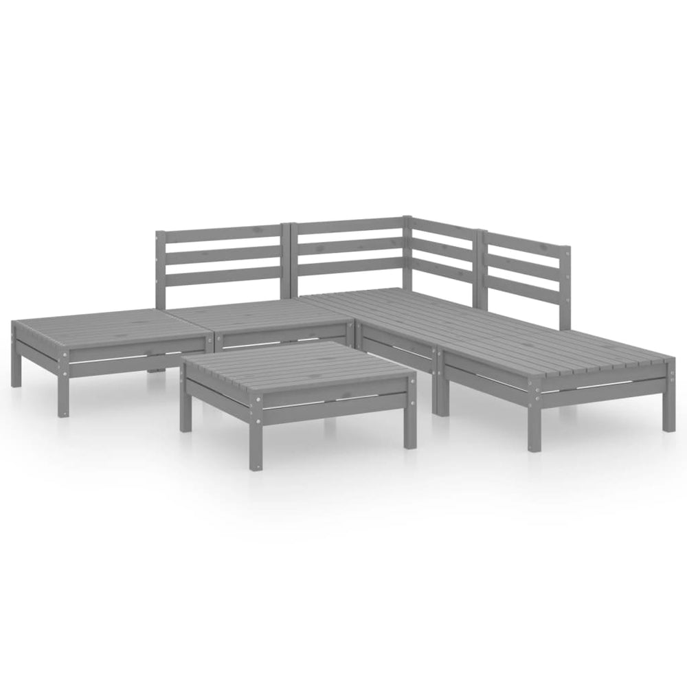 vidaXL 6-Piece Garden Lounge Set Solid Pine Wood Grey