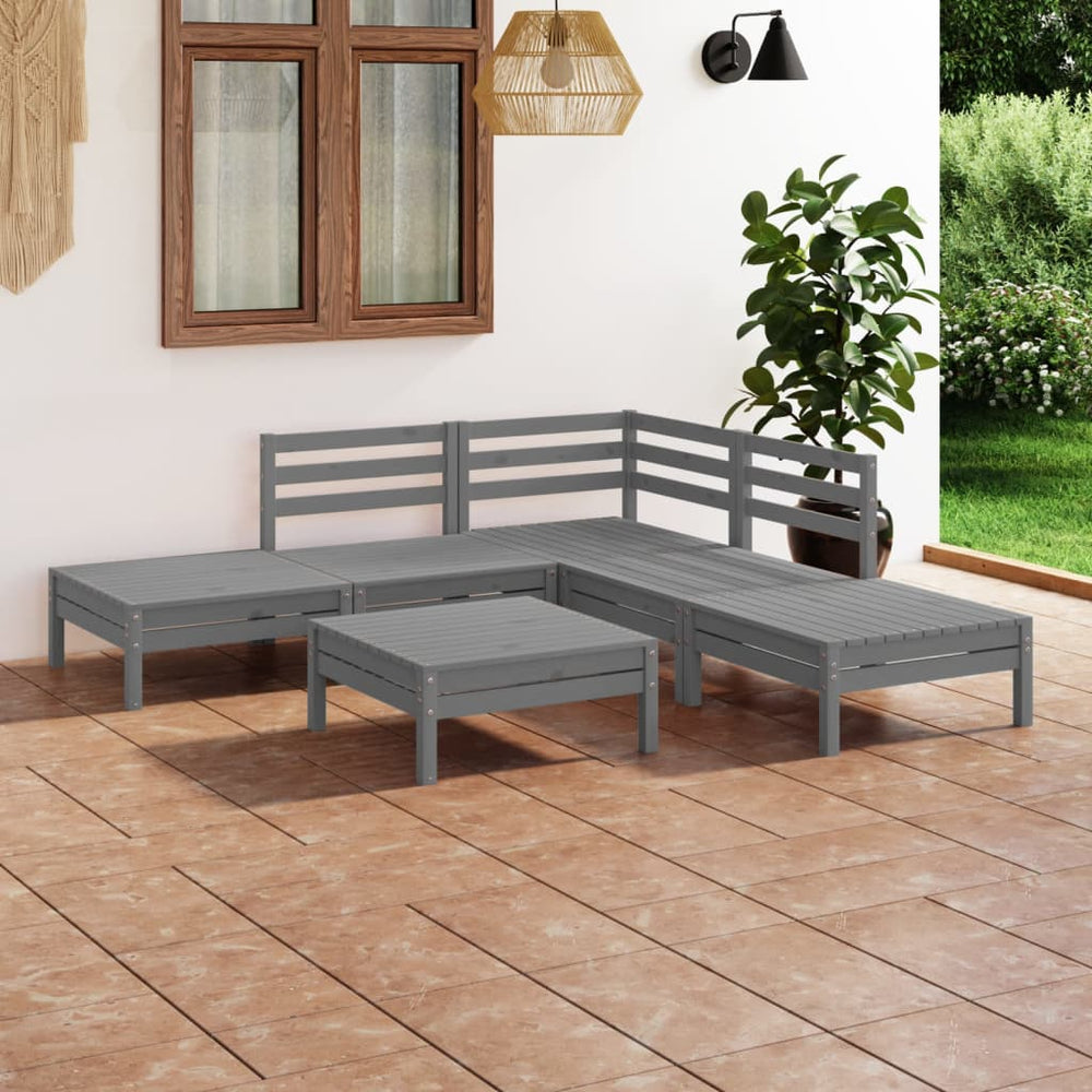 vidaXL 6-Piece Garden Lounge Set Solid Pine Wood Grey