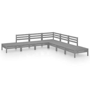 7-tlg. Garten-Lounge-Set Massivholz Kiefer Grau